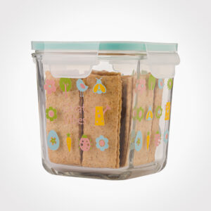 ظرف شیشه ای مربع دربدار 860 میلی لیتر