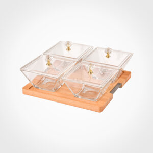 اردور خوری مربع دربدار پایه چوبی 4 عددی