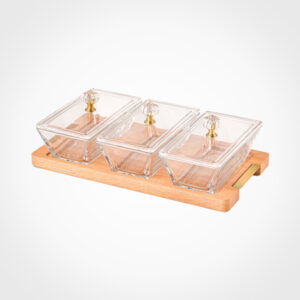 اردور خوری مستطیل دربدار پایه چوبی 3 عددی