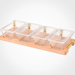 اردور خوری مستطیل دربدار پایه چوبی 4 عددی