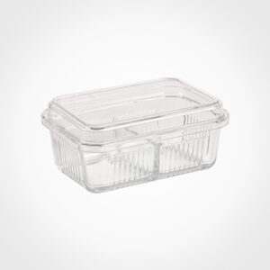 ظرف شیشه ای دو خانه با درب اکرولیک