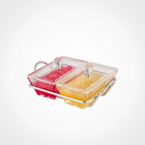 اردورخوری شیشه ای مستطیل استنددار دو خانه با درب اکرولیک