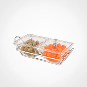 اردورخوری شیشه ای مربع استنددار دو خانه با درب اکرولیک