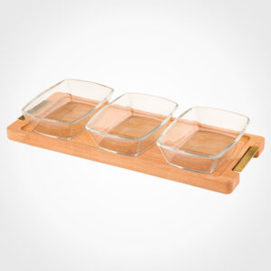 اردورخوری مستطیل پایه چوبی 3 عددی بزرگ