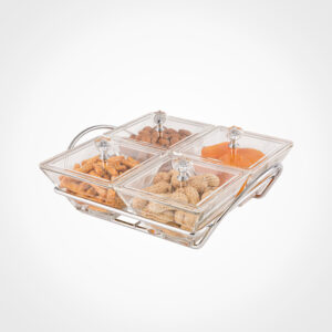 اردورخوری شیشه ای مربع استنددار چهارخانه با درب اکرولیک