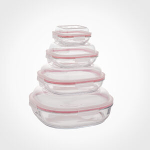 ست ظرف شیشه ای سرو و نگهداری دربدار