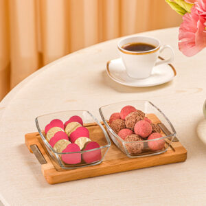 اردورخوری مستطیل پایه چوبی 2 عددی بزرگ