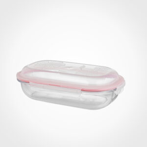 ظرف شیشه ای بیضی سرو و نگهداری دربدار 900 میلی لیتر