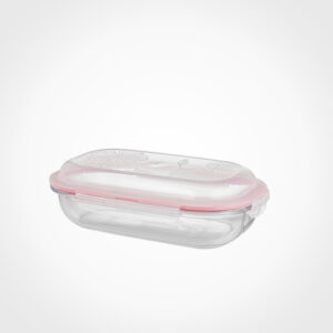 ظرف شیشه ای بیضی سرو و نگهداری دربدار 500 میلی لیتر