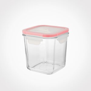 ظرف شیشه ای مربع دربدار 860 میلی لیتر