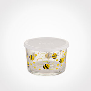 ظرف شیشه ای درب دار 190 میلی لیتر چاپ دار