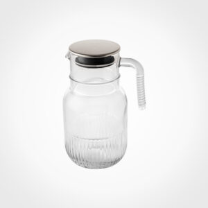 پارچ شیشه ای شیاردار 1.5 لیتر درب استیل