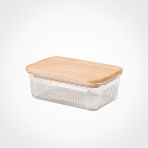 ظرف شیشه ای در چوبی 450 میلی لیتر