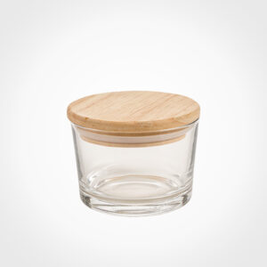 ظرف شیشه ای 190 میلی لیتر در چوبی