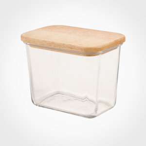 ظرف شیشه ای 920 میلی لیتر در چوبی