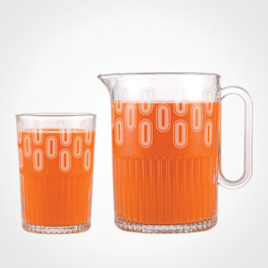 ست پارچ و لیوان شیشه ای شیاردار (چاپدار)