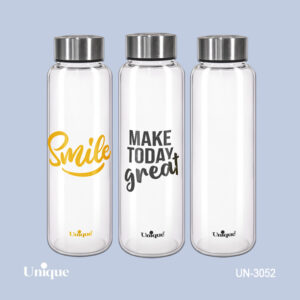 بطری آب شیشه ای با درب استیل1030میل