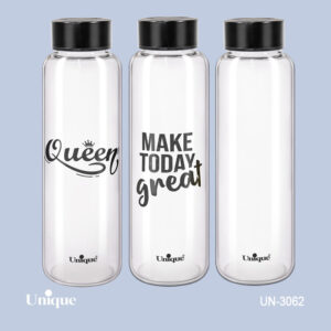 بطری آب شیشه ای با درب مشکی 1230 میل