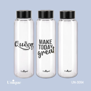 بطری آب شیشه ای با درب مشکی1030میل