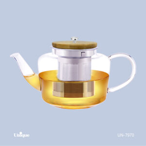 قوری پیرکس 1000میل ضخامت 3میل درب بامبو